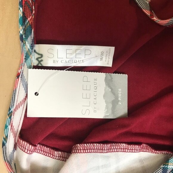 SLEEP BY CACIQUE - WOMEN'S 18/20 - BURGUNDY LONG SLEEVE COTTON BLEND PAJAMA TOP - Picture 7 of 9